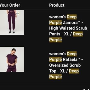 Figs deep purple xl rafela with xl high waisted zamora jogger